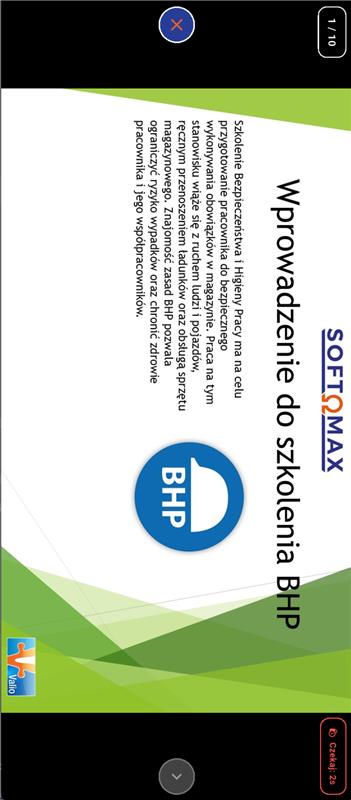 Ekran szkolenia BHP dostępnego w PagerMAX